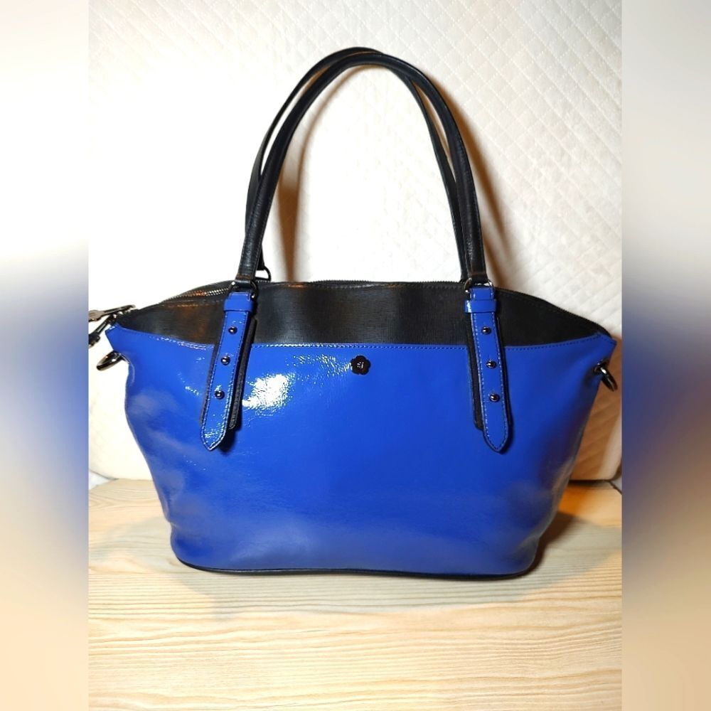 NWOT Eric Javits Blue Black Satchel Hand Bag shoulder